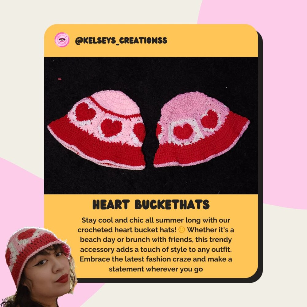Heart-shaped Crocheted Buckethat